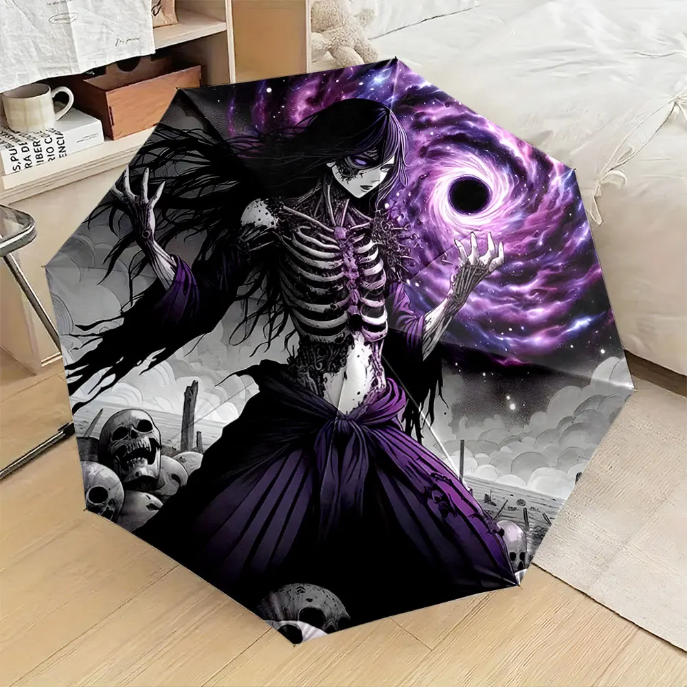 1PC Mysterious Skull Warrior Umbrella Design Print 8 Iron Ribs Folding Umbrella Auto-Open Fashion Sunshade