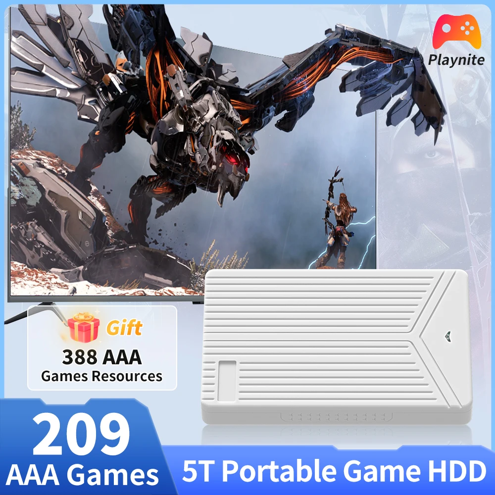 

5T Portable External Game HDD Playnite System Game Console Built in 209 AAA Games for PS4/PS3/PS2/WiiU/Wii/N64 for Windows PC