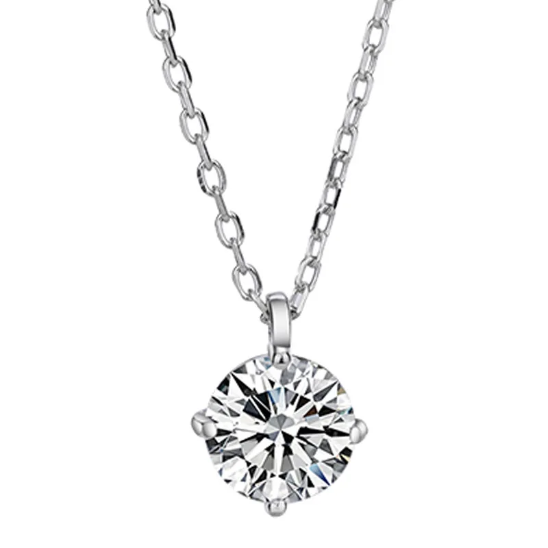 

Wholesale Women Classic Four Claw 1 Carat Diamond Pendant S925 Sterling Silver Necklace