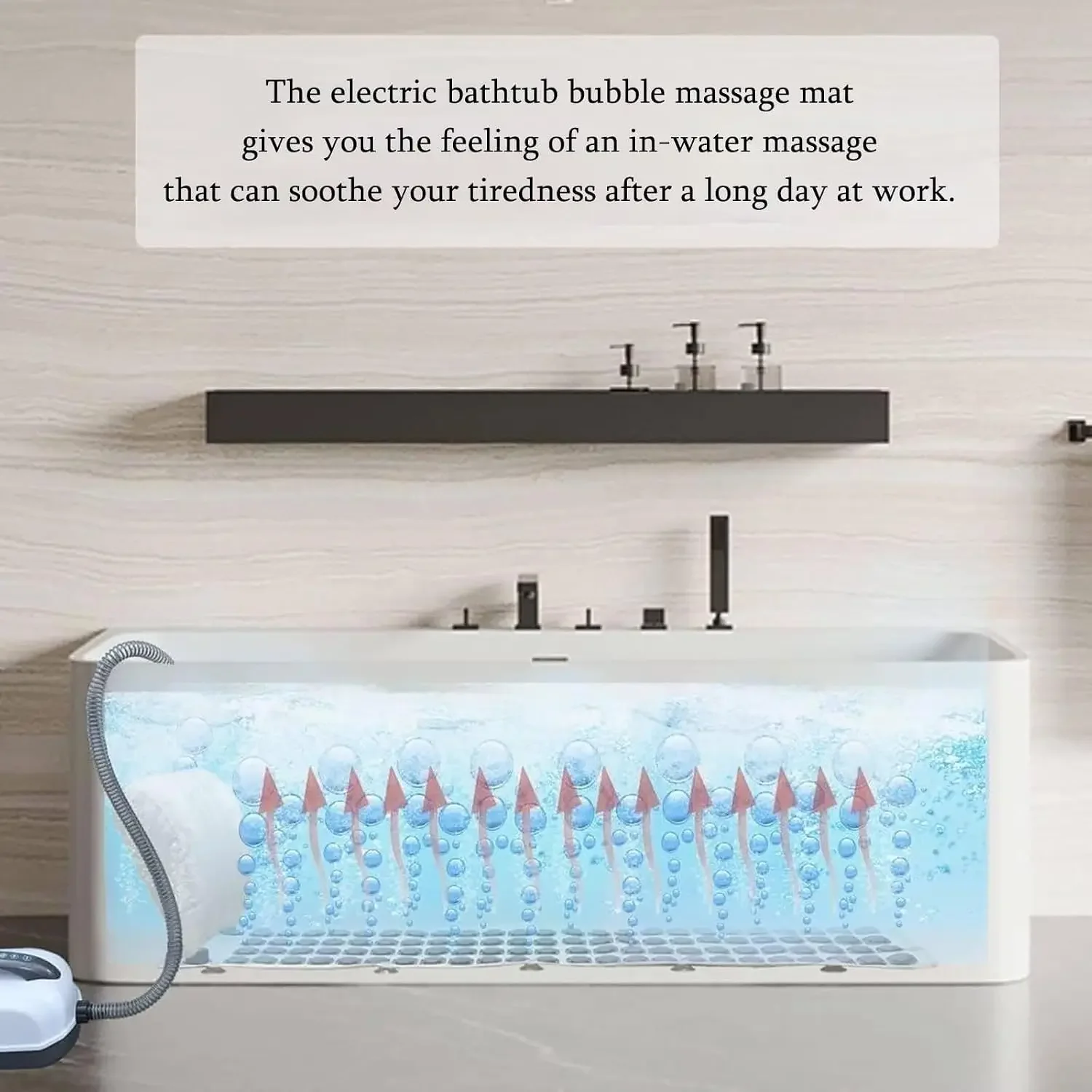 Surfing Massage Bath Mat 6 Gear Adjustment, Body Bubbles Bath Machine W/Inflatable Pillows&Remote,for Loosening Tight Muscles