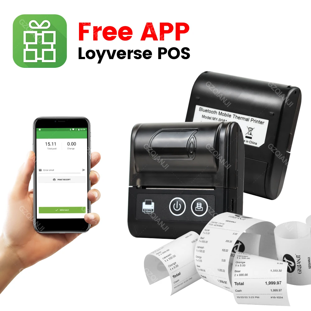 Mini Bluetooth Thermal Bill Printer Wireless Protable 58mm Receipt Printer Loyverse POS Free App on Android The cheapest