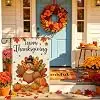 Heyfibro Happy Thanksgiving Garden Flag 12 x 18 Inch Vertical Double Sided Burlap, Cute Pilgrim Turkey Pumpkin Maple Leaves  llz