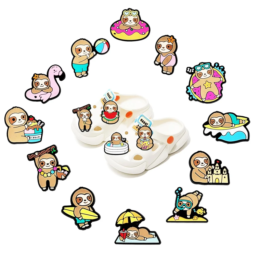 16PCS Sloth Shoe Charms for Clog Shoes Decoration, Animals Shoe Charms Accessories for Boy Girl Party Favor