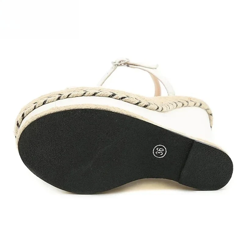Women's Sandals New Fashion Open Toe Ankle Buckle Strap Womens Shoes Platform Wedges White Women Sandals Summer Shoes Size 35-42