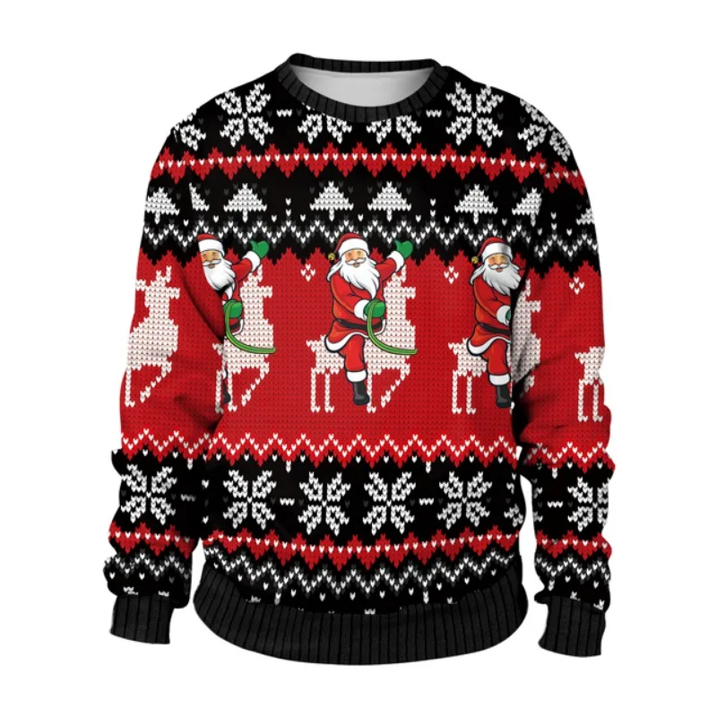 

Men's top 2026 new sweater, high-end, comfortable, ugly, Christmas elements, multiple cute and fun patterns, round neck sweater