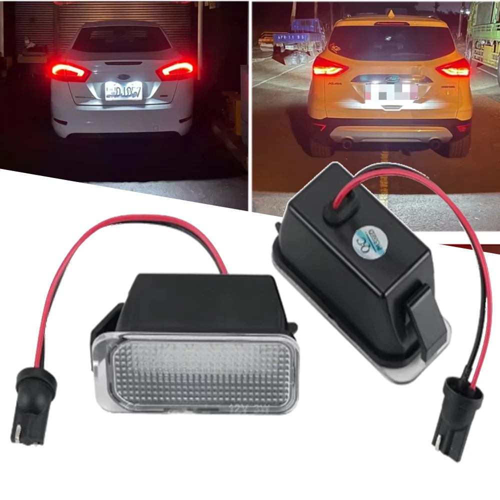 2PCS License Plate Lights Assembly for Ford Fiesta Focus Kuga Mondeo Galaxy Ecosport Ranger Explorer Signal LED License Lamp
