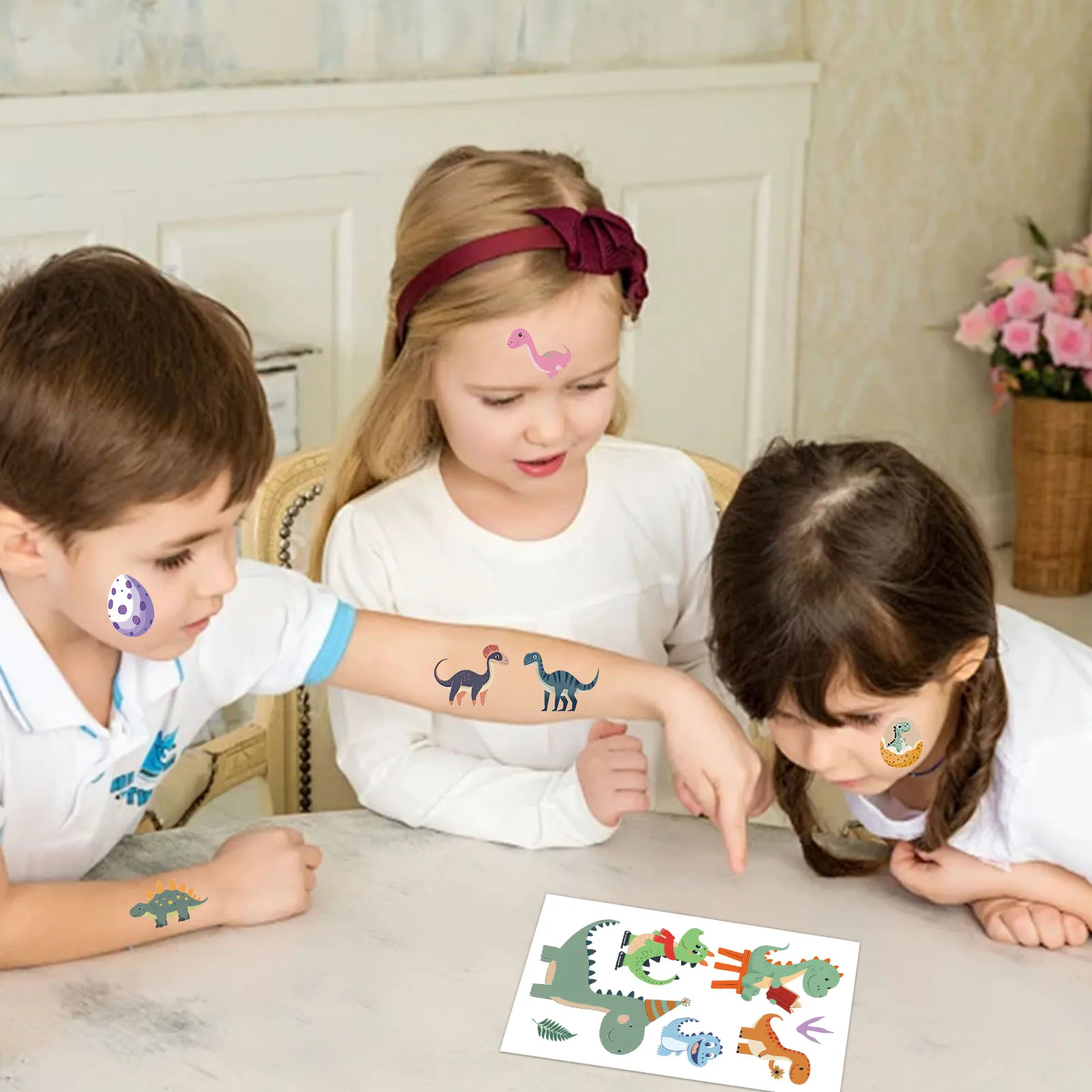 10PCS Flash Powder Dinosaur Tattoo Stickers Exquisite Fake Tattoo Personalized Retro Tattoo Waterproof Durable