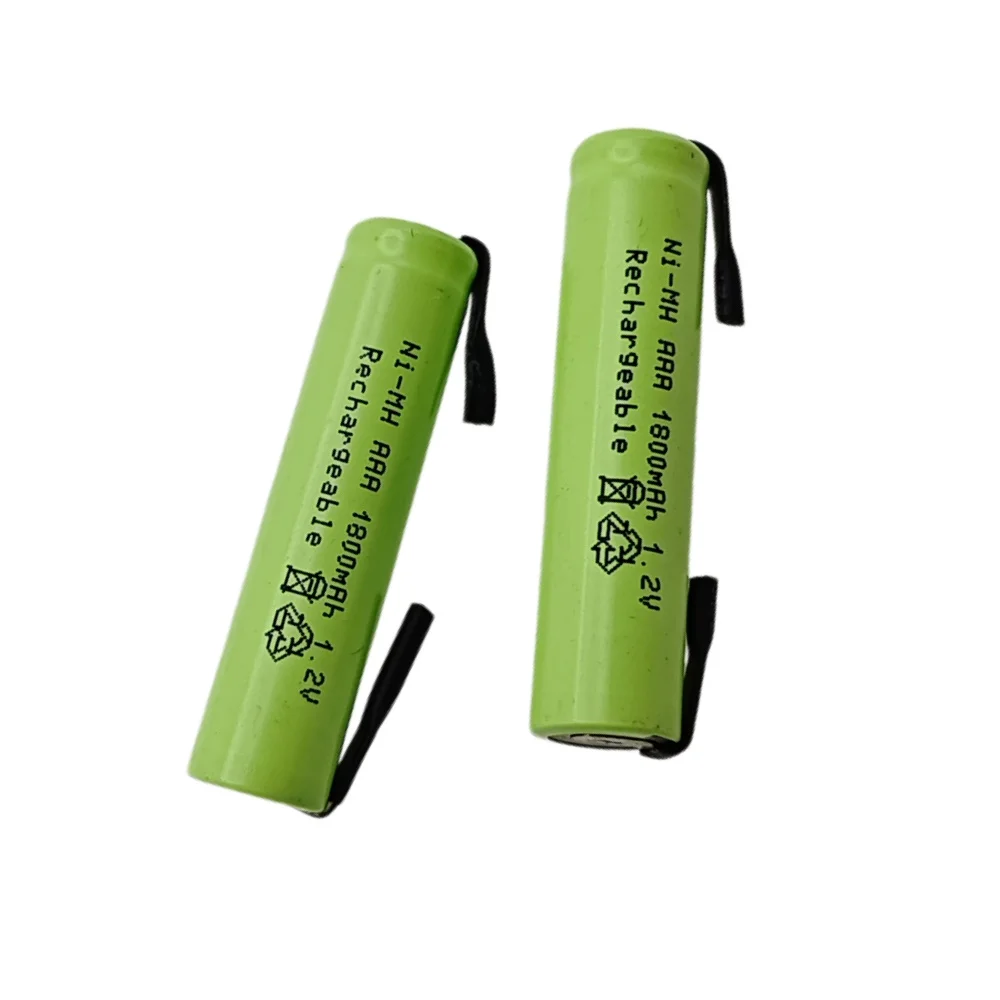 1.2V AAA battery 1.2V rechargeable battery, 1800mah, AA NiMH, with soldering pin, DIY electric toothbrush shaver