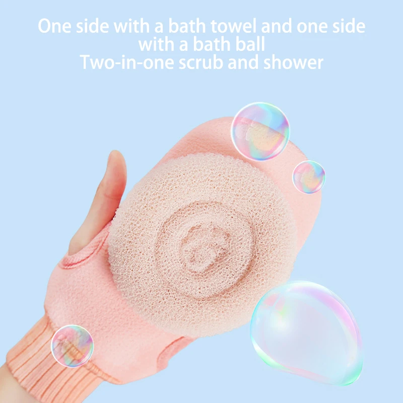 Two-In-One Bath For Exfoliating Body Cleaning Scrub Mitt Rub Dead Skin Gloves For Shower Body Brush Towel Spa Foam Body Massage