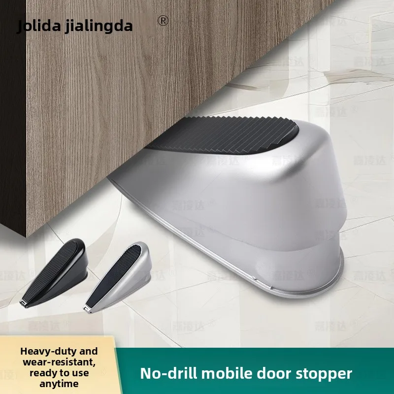 Heavy Duty Thickened High Aluminum Alloy Spring Door Stopper with Anti Collision Windproof Fixed Floor Holder for Home Office