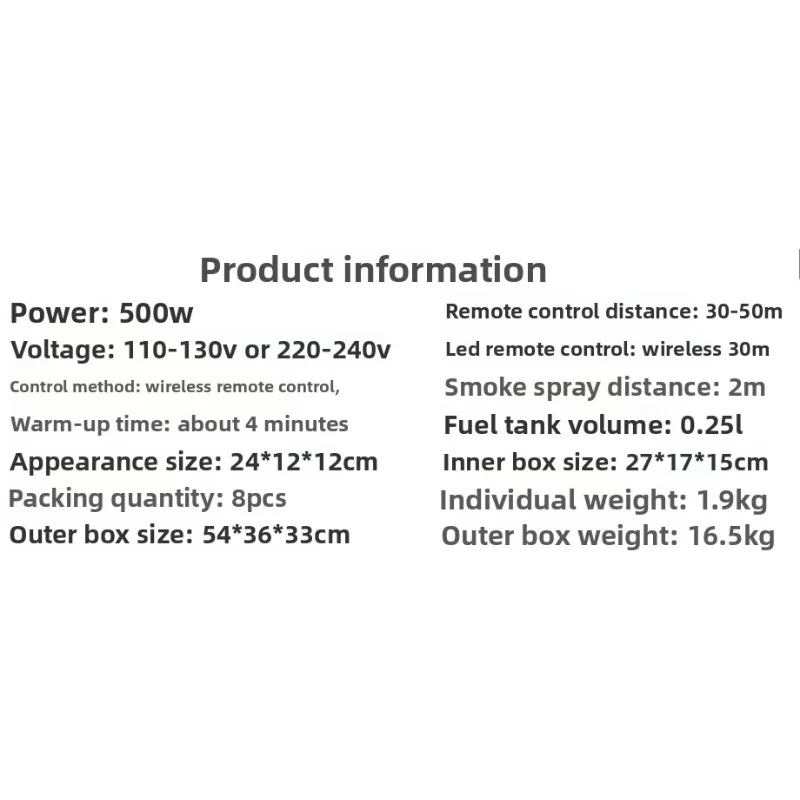 500W LED Stage Smoke Machine with Colorful Lights, Haze Fogger for Bar Party Wedding, Wireless Remote Control