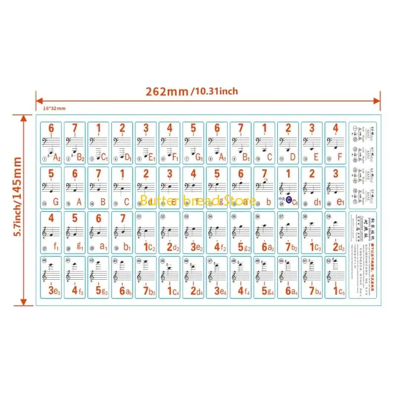 W89C piano toetsenbordstickers verwijderbaar 88/61/54/49/37 sleutels piano sleutellabels notes