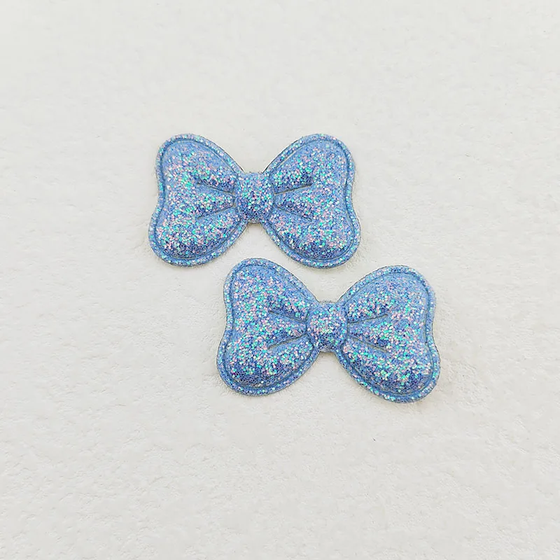 100 Stück Glitzer-Stoff-Schleifenapplikationen 4x2,5 cm für DIY-Nähprojekte, Kopfbedeckungen, Haarspangen, Schleifendekorationen, Aufnäher für Kleidung und Hüte – Detail 14
