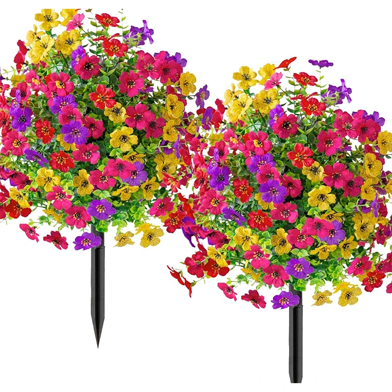 1 Stück Eukalyptusblüte Künstliche Violette Blume mit Bodenstecker Mikro-Landschaftsgestaltung Künstliche Violette Blumenkugel aus Kunststoff für Haus und Garten Dekoration – Detail 1