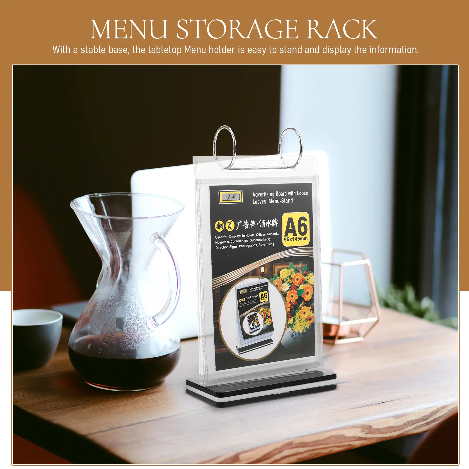 Suporte de exibição dupla face menu titular rack etiqueta sinal para restaurantes com base pvc stands mesa