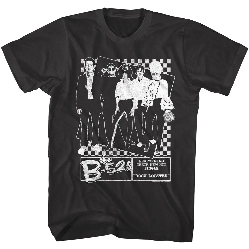 Camiseta B52s para hombre, camisa de Rock, langosta, tablero de ajedrez