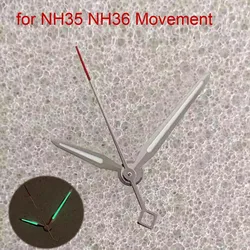 Green Luminous Watch Hands for NH35/NH36/4R/7S Movement Silver Red Second Hand 3Pins Watches Pointers Accessories