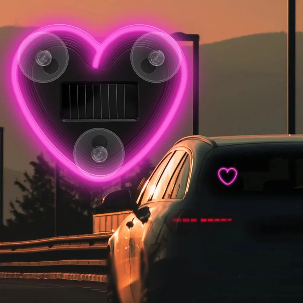 New Solar Atmosphere Light Heart-shaped Dynamic Gradient LED Fit Car Interior Ambient Light Decoration Accessory RGB