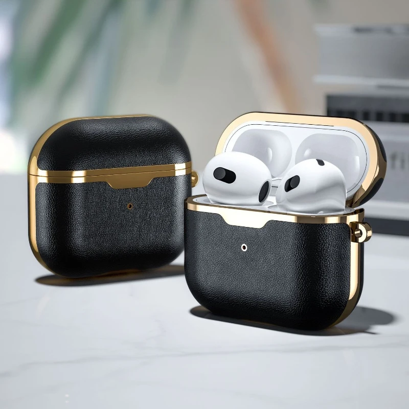 

For AirPods Pro3 Wireless Bluetooth Headset Cover Business Protective Case PU Leather All-inclusive Earphone Case Anti-fall