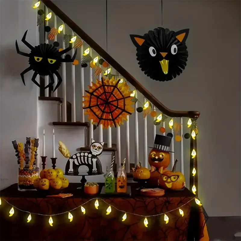 Halloween-Lichterketten batterie betriebene Geister lichter niedliche gruselige Geister dekor für Indoor-Party Halloween Innen zimmer Schlafzimmer – Detail 3