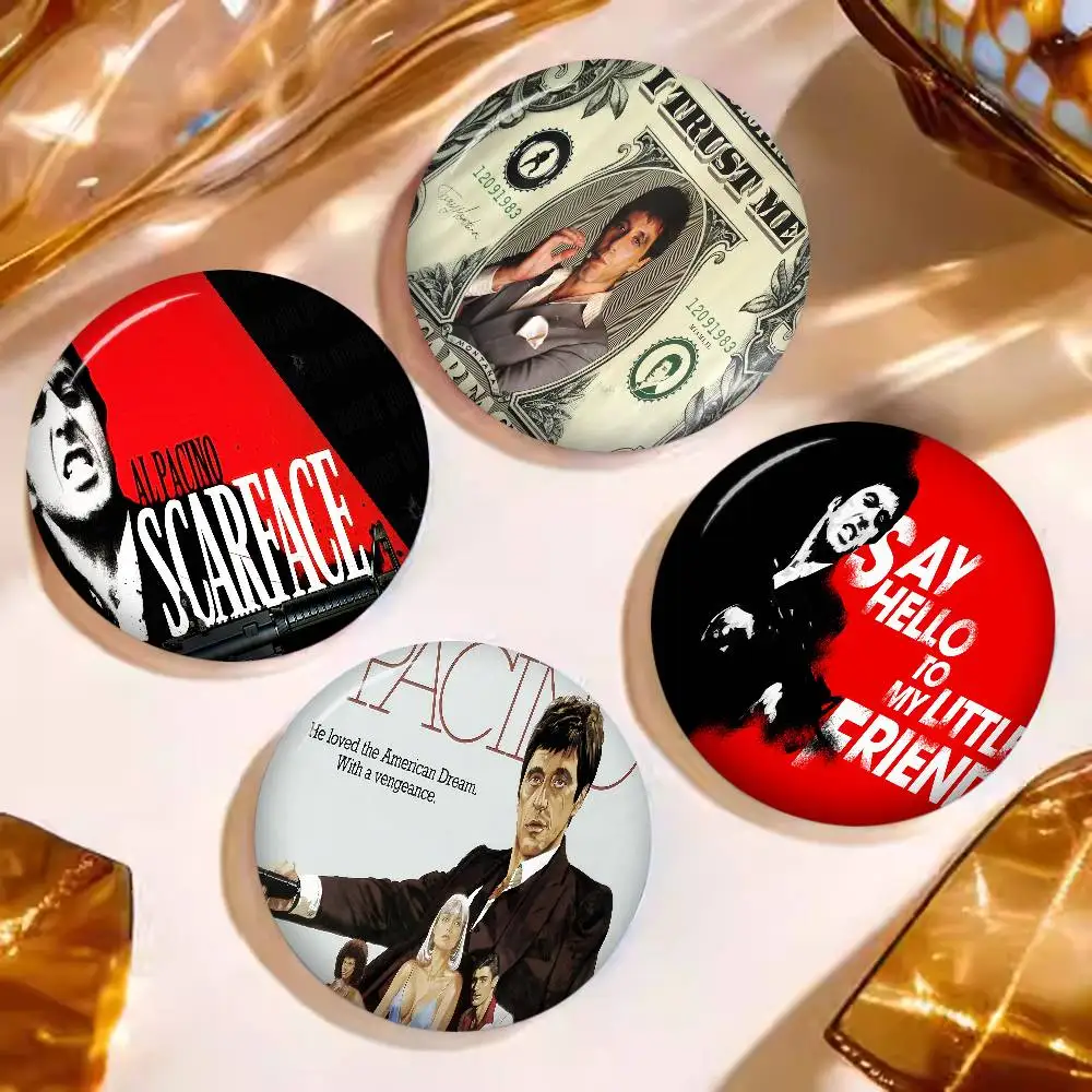 S-Scarface Classic Movie 58mm Cute Series Pins Funny Badge Interesting Cartoon Animals Brooches Backpack Clothes Gift Accessory