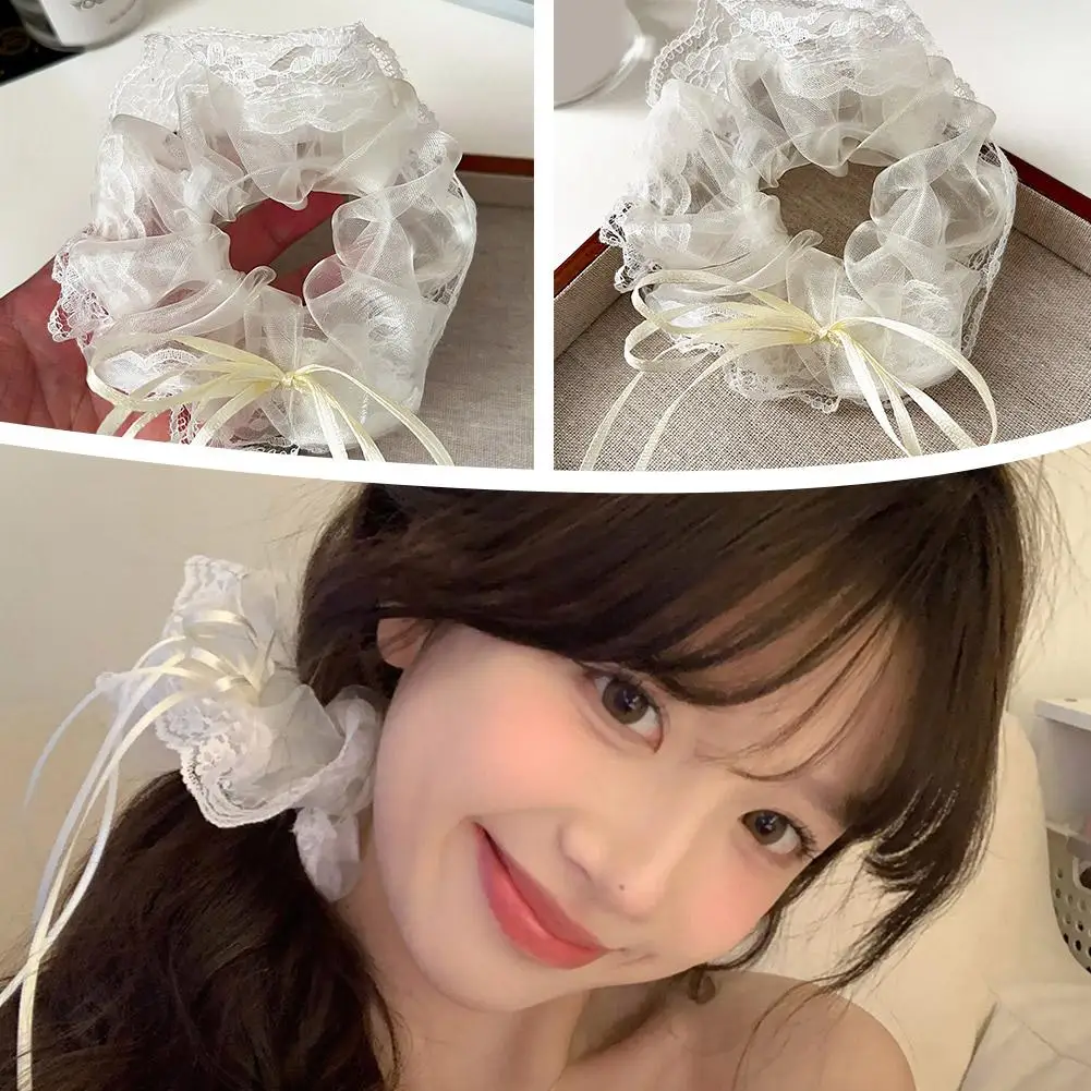 Модная сетчатая лента с бантом, резинки для волос, аксессуары для волос, органза, однотонные кисточки, веревка, хвост, держатель для волос, бант для волос, цвет Z7Z2