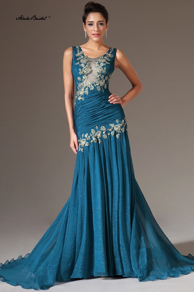 

Scoop Neck Evening Dress with Appliqué Mermaid Prom Dresses Formal Party Gowns for Cocktail Event Graduation Custom