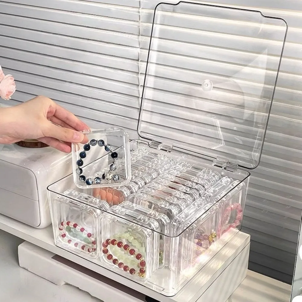 

26pcs with Lid Wenwan Bracelet Box Dustproof Anti Oxidation Nail Art Storage Box Square Transparent Acrylic Sealed Box