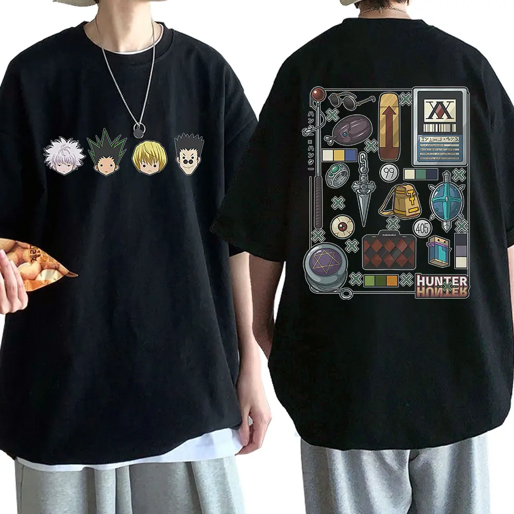 Anime Hunter X Hunter GON Killua Leorio Kurapika T-shirts Men's Women Clothing Fashion 100% Cotton Oversized T Shirts Streetwear