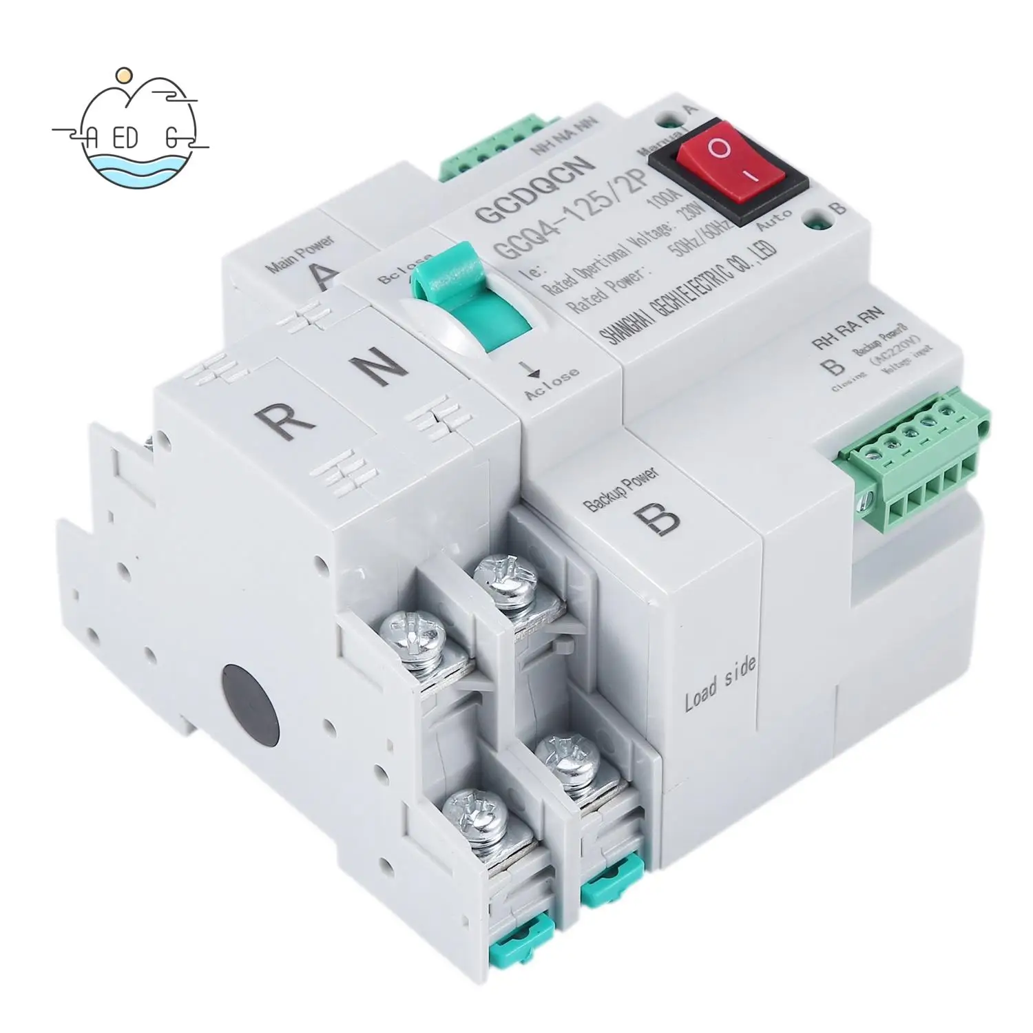 AED6-Dual-Power Automatic Transfer Switch 2P 100A Household 35Mm Rail Installation
