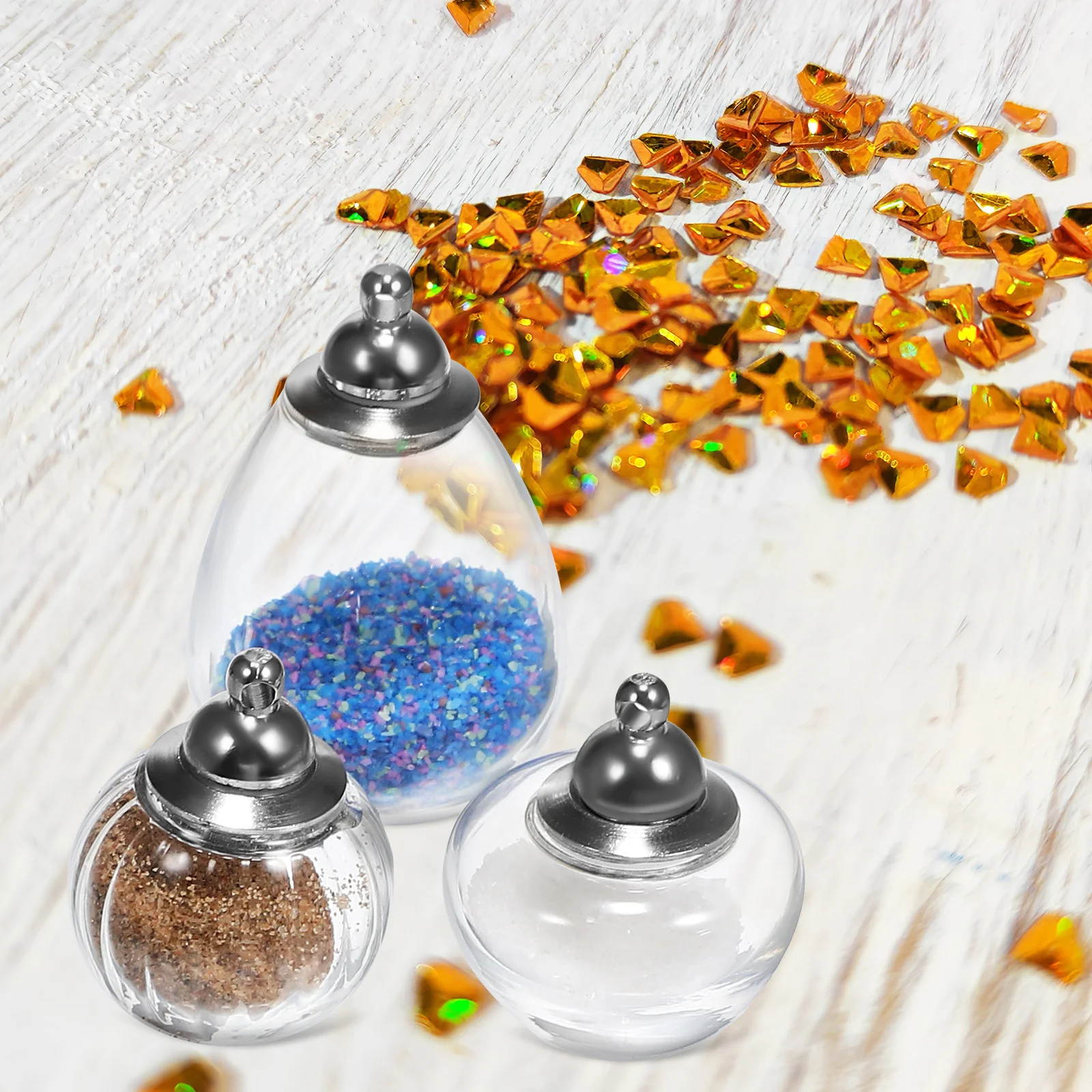 

7Pcs Glass Ball Bottles Clear Mini Bottles for DIY Jewelry Making Pendant Craft Empty Small Vials Storage Travel Decor Gift