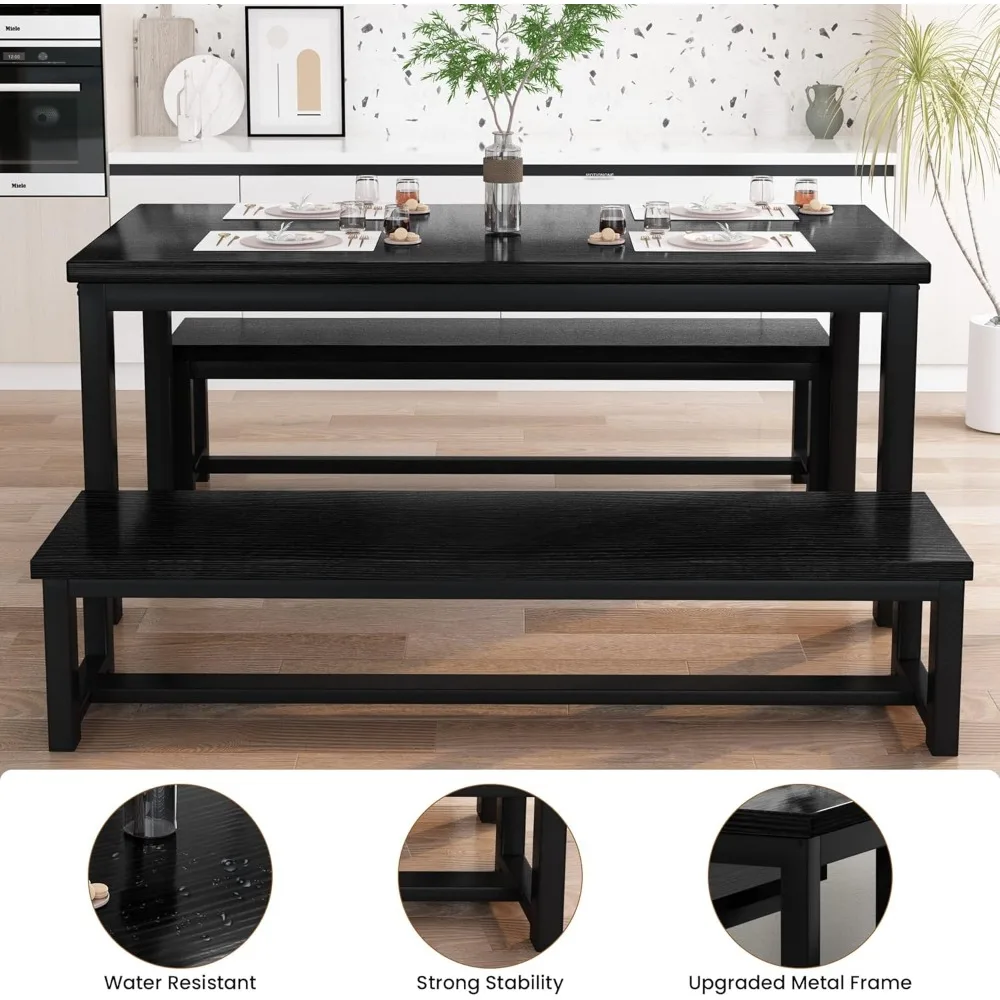 Mesa de sala de jantar com 2 bancos, ideal para casa e quarto, cozinha, 43.3x23.6x28.5 polegadas