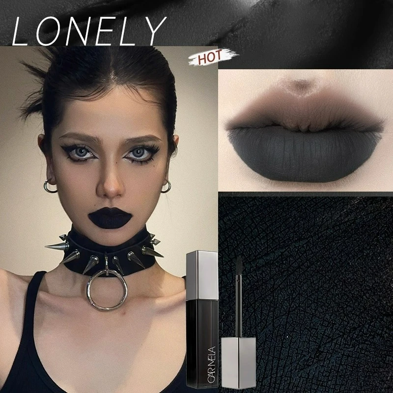 カルメラ ベルベット マット フォグ リップ マッド ブラウン ブラック パンク ハロウィン ダーク ゴシック 簡単に塗れるリップ グレージ 6.5g 容量