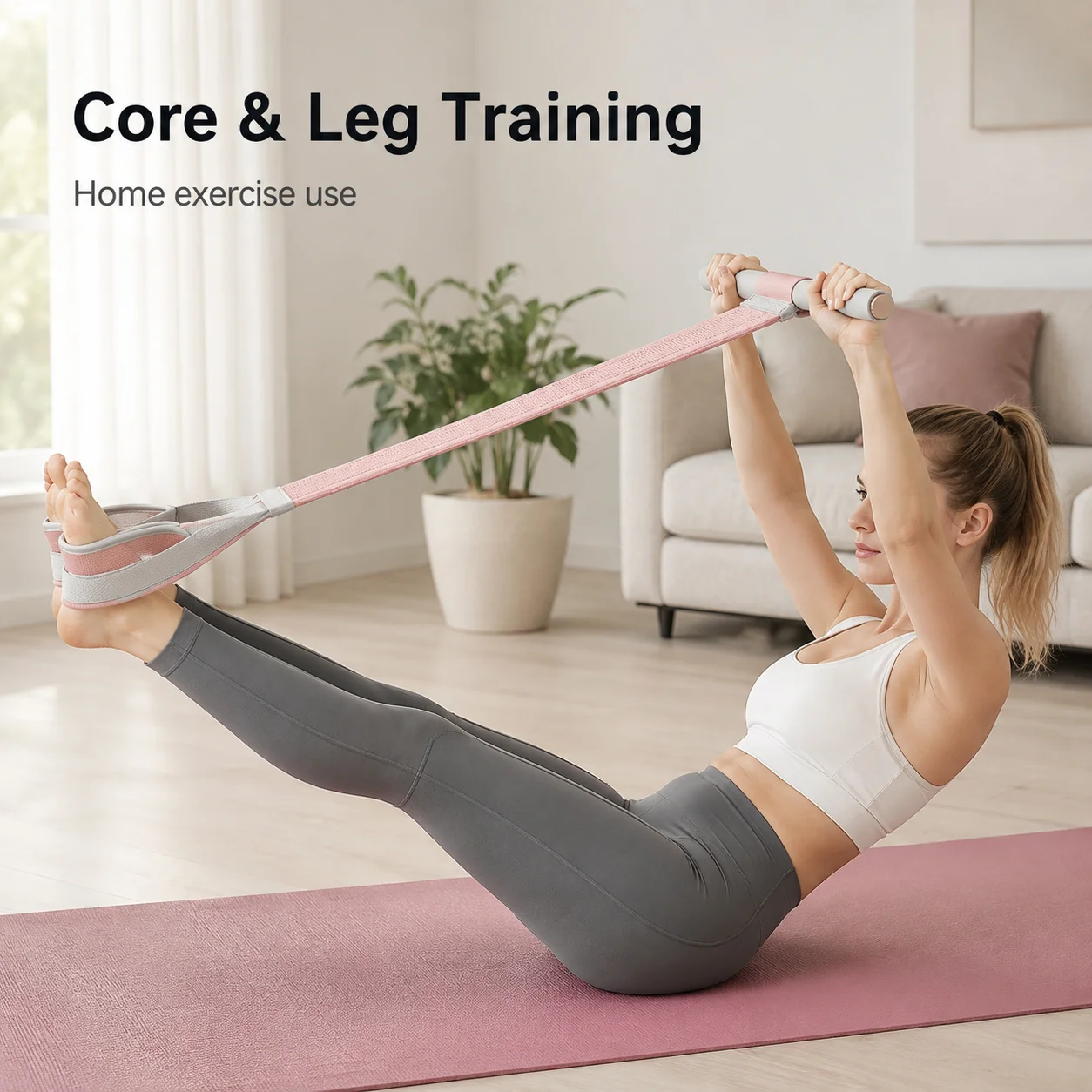 Foot Pedal Resistance Band Elastic Exercise Puller Sit Up Assist Foam Handle Portable Daily Home Fitness Training for Apartment