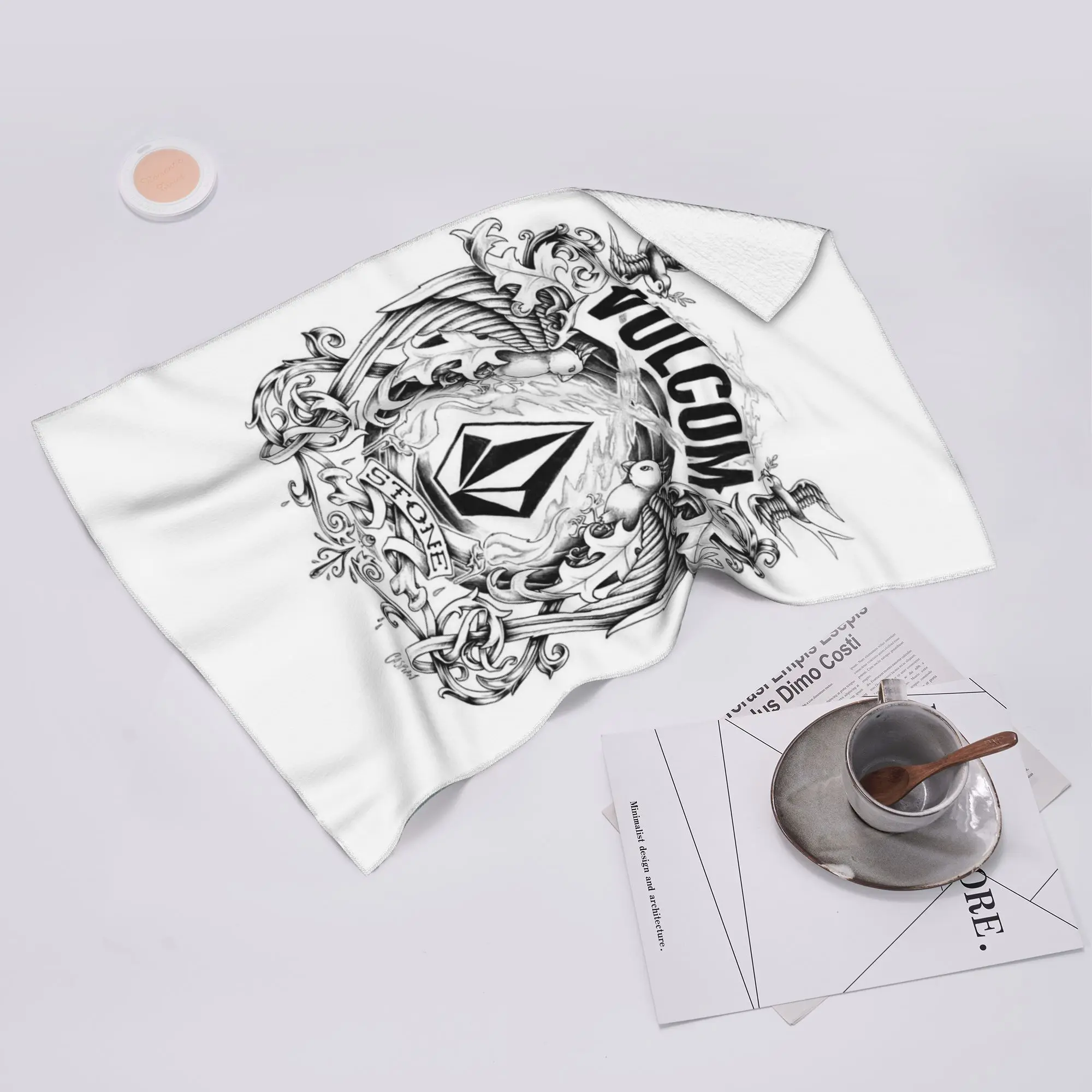 Custom V-Volcom Logo  Soft Face Towel Quick Dry Pool Bath Cotton Towels Absorbent