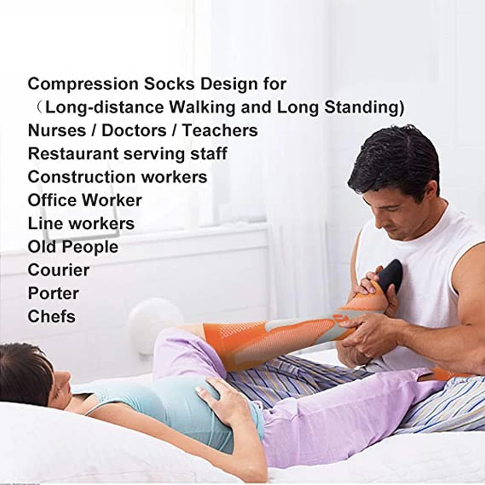 Sports Compression Socks for Women and Men, Cycling Socks, Running Stocking, Circulation Compression Socks for Varicose Veins At