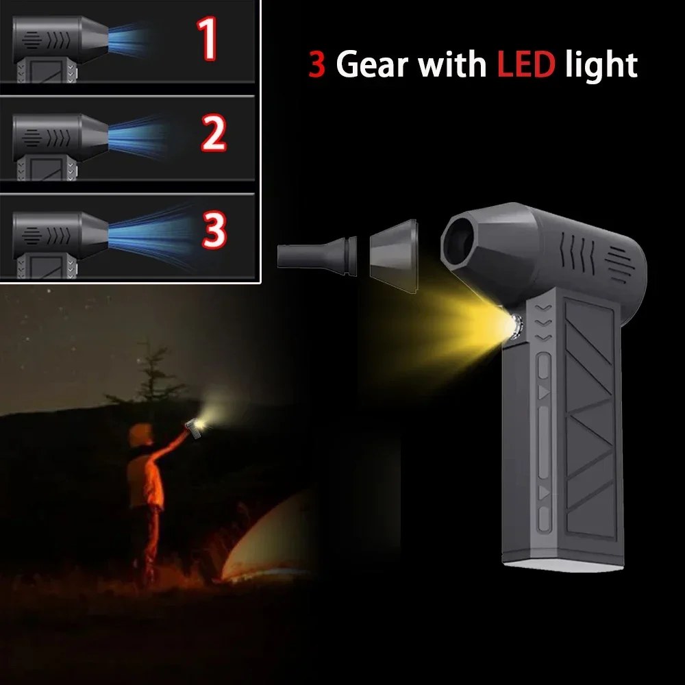 Xiaomi Air Blower Mini Compressed Air Duster 130000RPM Turbo Fan 3 Gear Adjustable Electric Air Duster Power Display With Light