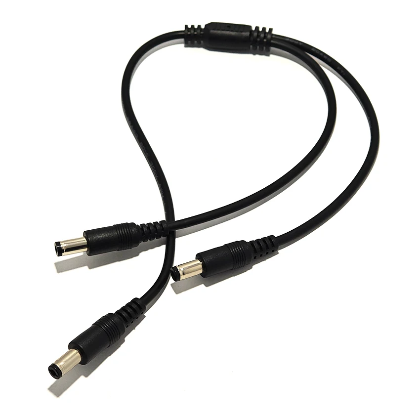 DC Power Splitter Cable 1 to 2 Male Y-Shaped Adapter DC 5.5x2.1mm Connector One to Two Conversion Power Supply Cable