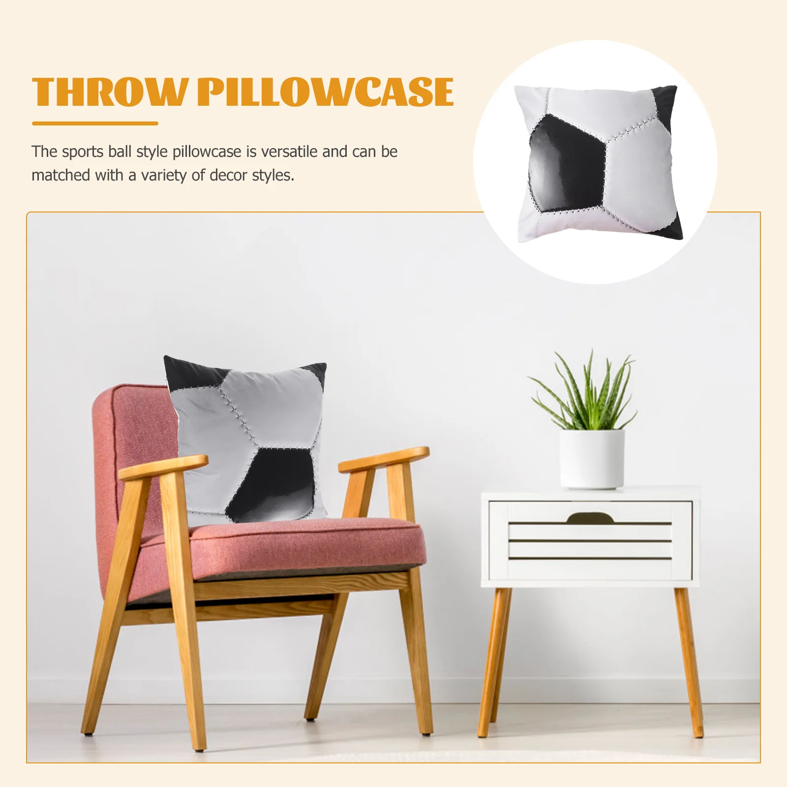 

Football Sofa Pillowcase Polyester Sports Ball Style Throw Pillow Cover Home Decorative Cushion Protector Polyester Pillowcase