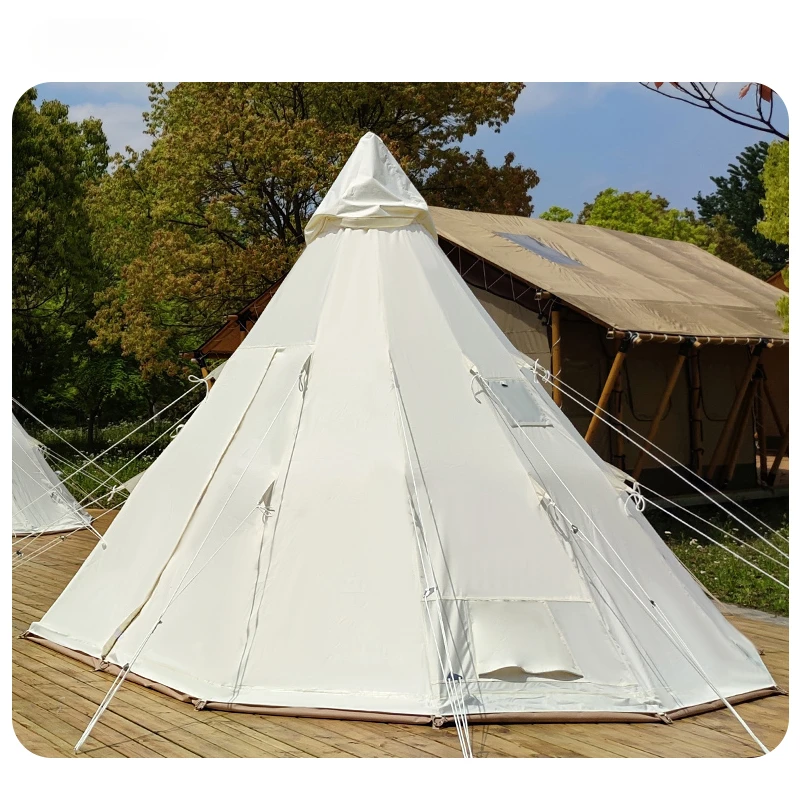 Boteen Outdoor Glamping Luxury Camping Safari Tent Party Camping Travel Portable Tipi White Tent