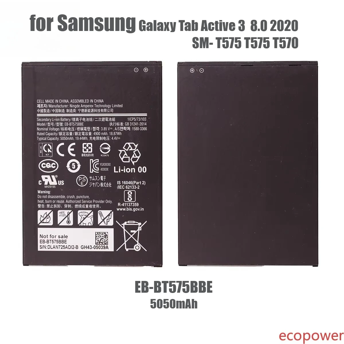 Battery EB-BT575BBE/365BBC BG525BBE/556GBY/715BBE/766GBY BX306GBY For Samsung Galaxy Xcover5 6 7 Pro A01 Core A3 Tab Active2 3 5