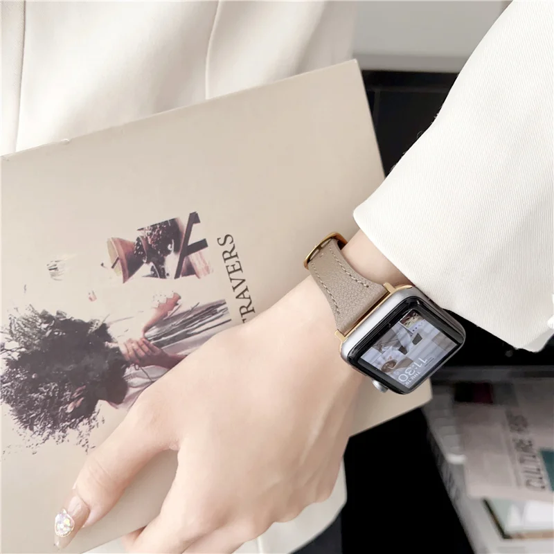 Leather strap For Apple watch band 44mm 45mm 41mm 40mm 49mm 42mm 38mm 45 44 mm correa bracelet iWatch series 3 4 6 SE 7 8 ultra