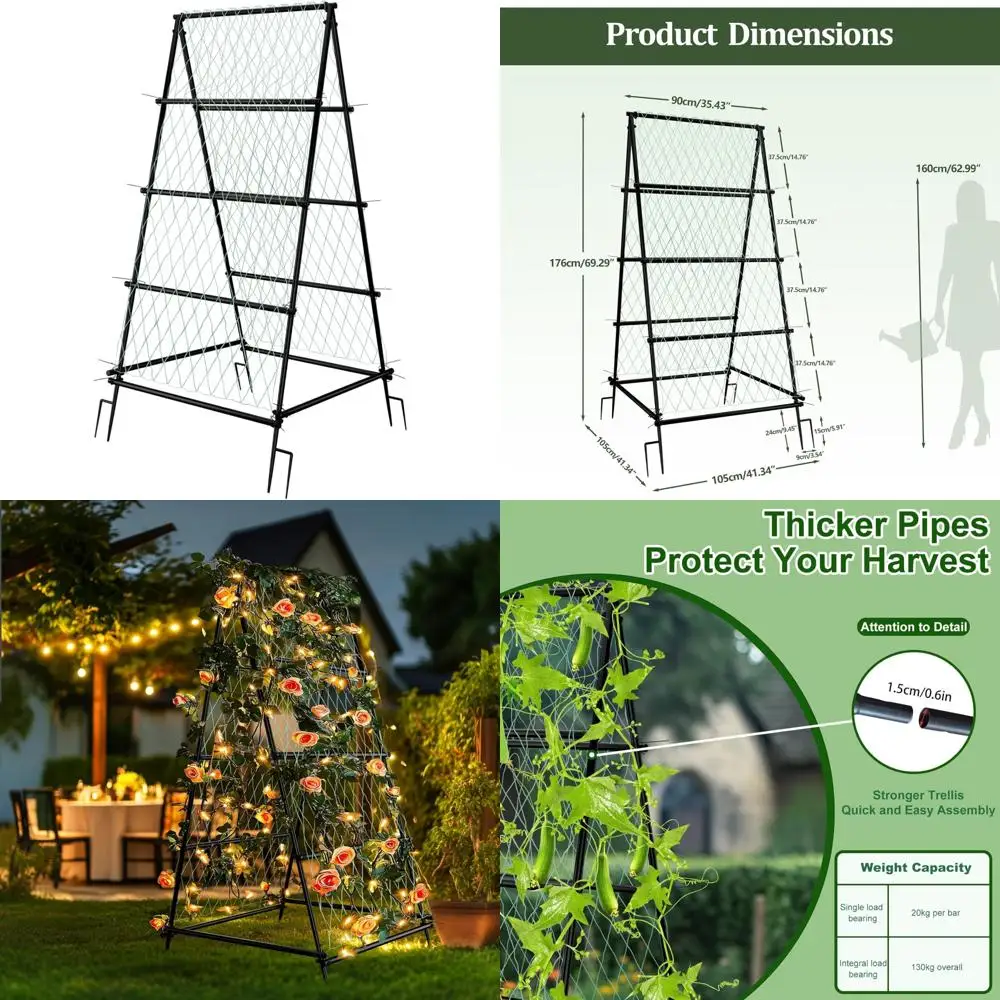 

Прочная металлическая садовая решетка для вьющихся растений, высота 6 футов, устойчивая к ржавчине и прочная нейлоновая сетка для поддержки овощей