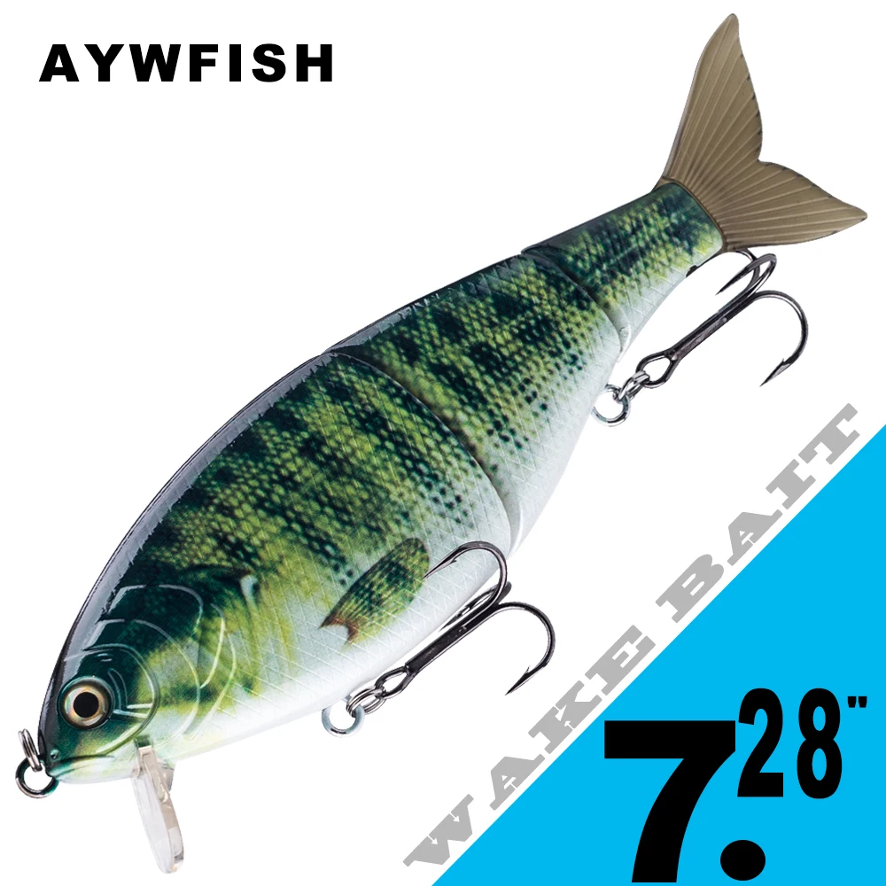 AYWFISH Jointed Swimbait, Shallow Diver, Topwater Slider Shad Fishing Lure Soft Tail Plastic Wobbler, Wake Bait, 185mm 66g