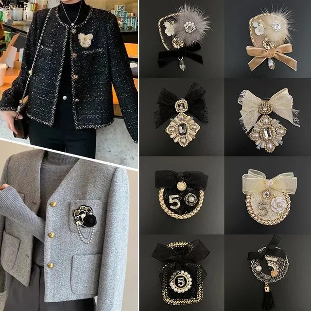 Koreańskie broszki z perłami Rhinestone dla kobiet Tkanina Kwiat Odznaka Wysokiej klasy stałe szpilki do odzieży Biżuteria modowa Prezenty