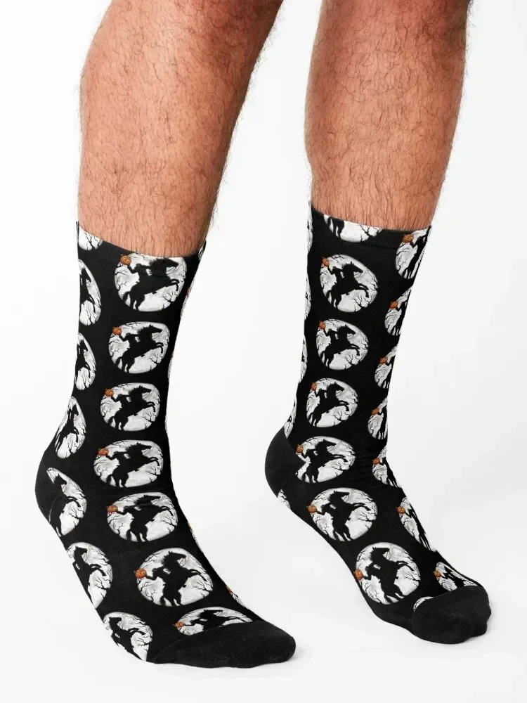 Halloween Headless Horseman Legend of Sleepy Hollow Spooky Pumpkin Socks warm winter basketball Run Novelties Socks Woman Men's