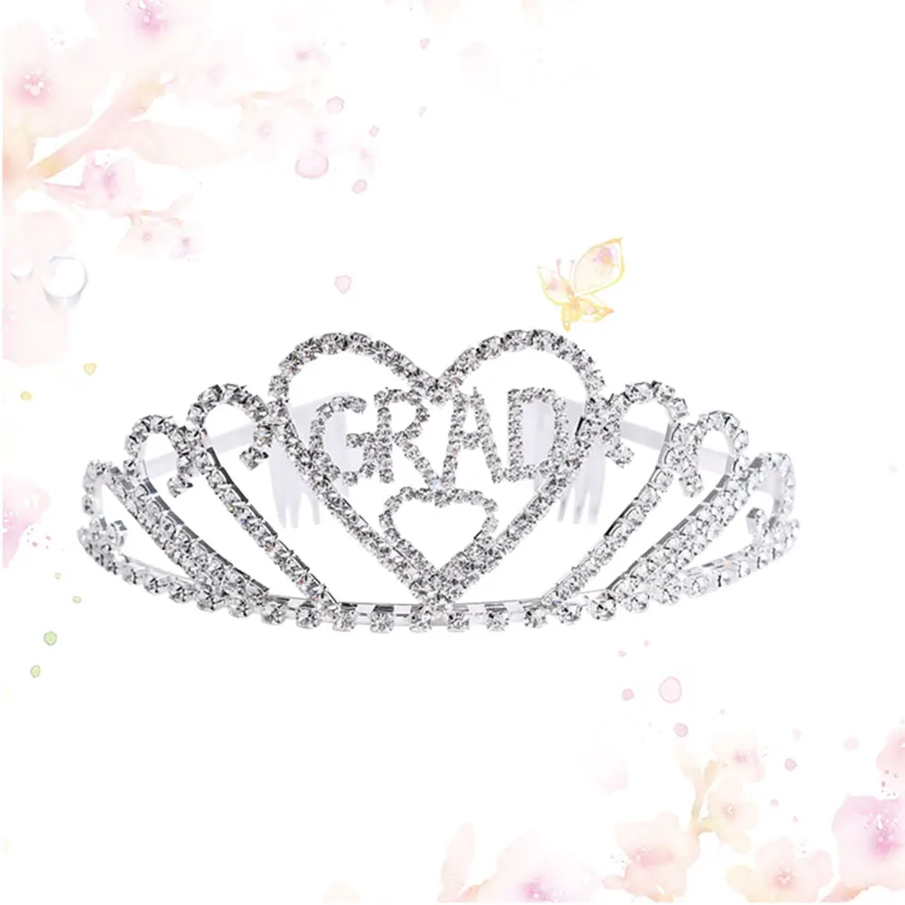

1pc Graduation Crown Headband Shining Rhinestone Decor Elegant Women Party Hairband Lightweight Durable Accessory