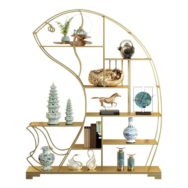 

Nordic creative special-shaped shelf living room floor simple wrought iron bookshelf