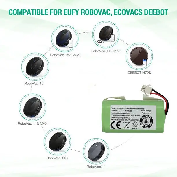 Nuova batteria originale per Eufy RoboVac 11 11S 12 15 15S 15C 25C 30 30C Max Ecovacs Deebot N79 N79S DN622 661 600 500