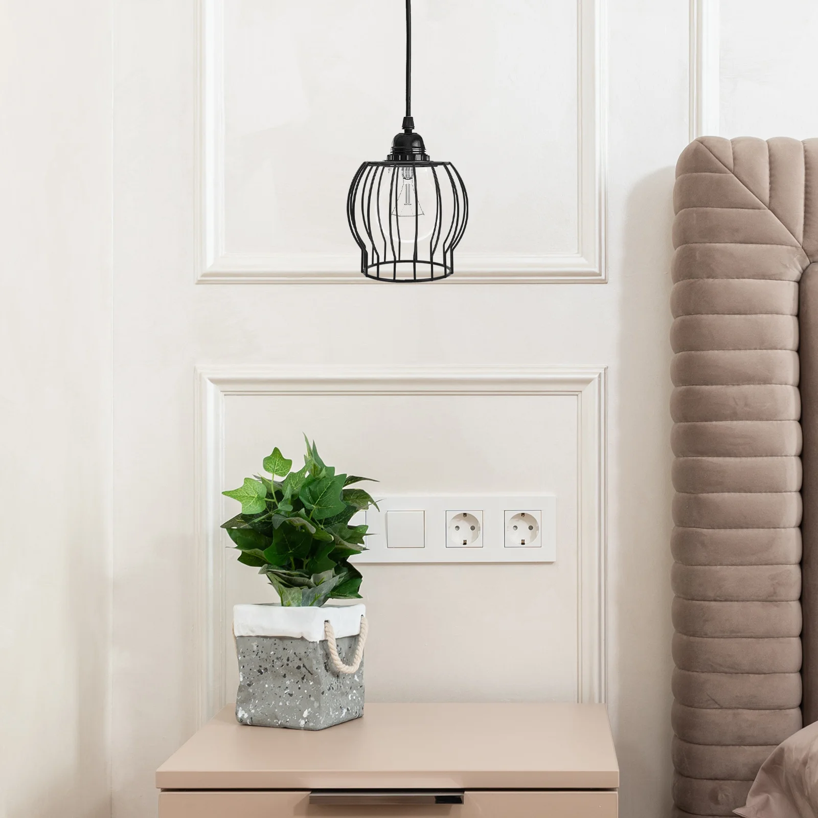 

Metal Cage Lampshade E14 Base 3Mm Hollow Out Design Industrial Style Hanging Lamp Shade for Living Room Dining Room Lighting